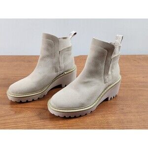Nicole Miller New York Womens Chunky Heel Pocas Ankle Booties Beige Size 6